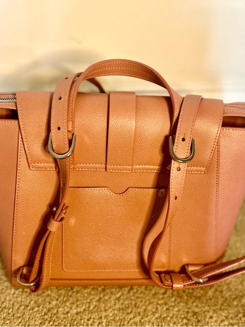 Senreve Pebbled Leather Satchel in Dusty Pink - Picture 2 of 10